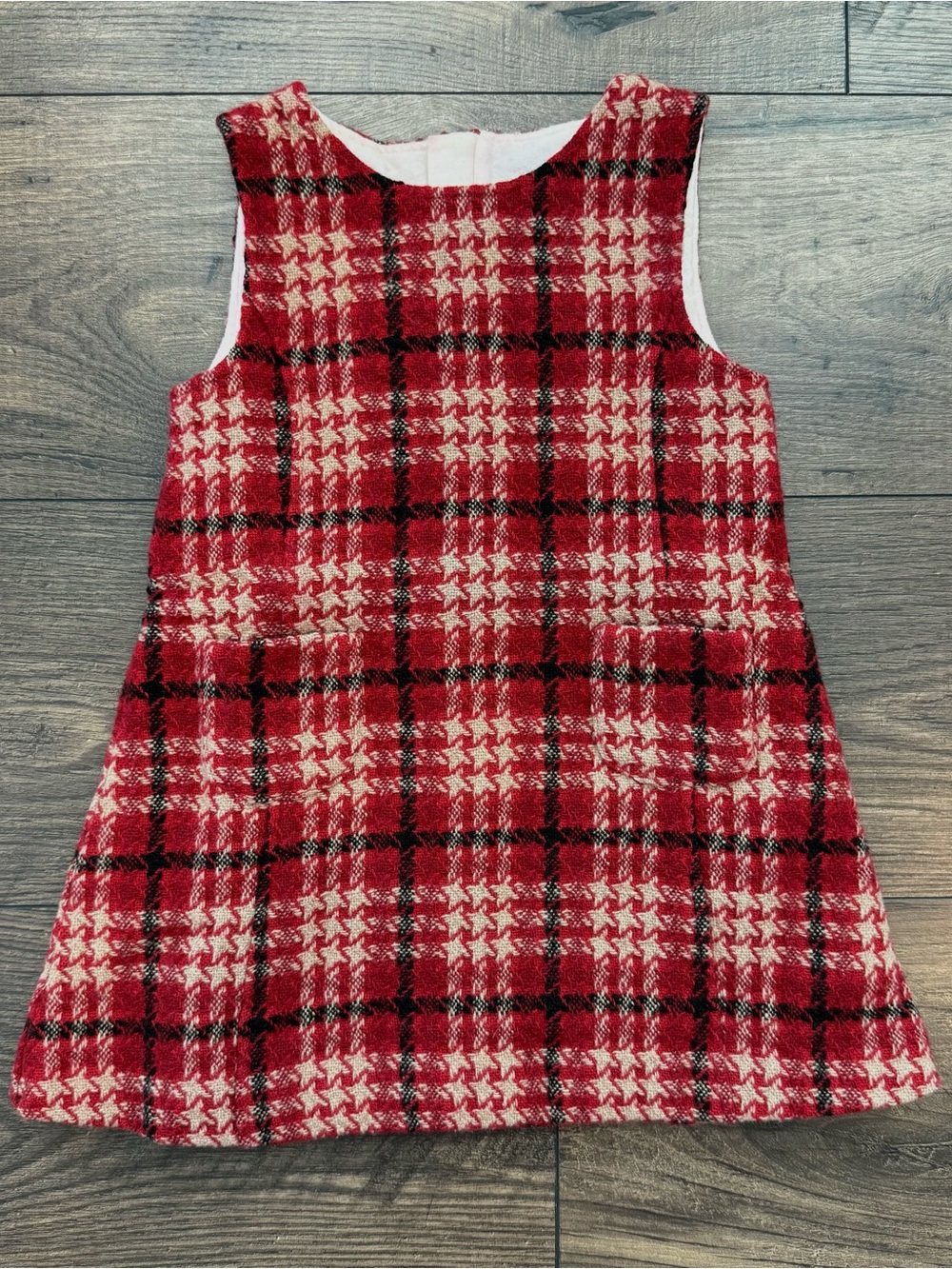 Burberry Toddler Size 2 Red Plaid Tweed Wool Blend Jumper Dress